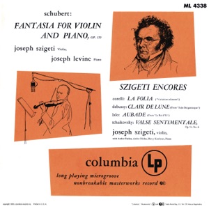 Cover of Joseph Szigeti Plays Schubert, Corelli, Debussy, Lalo, Tchaikovsky & Bach